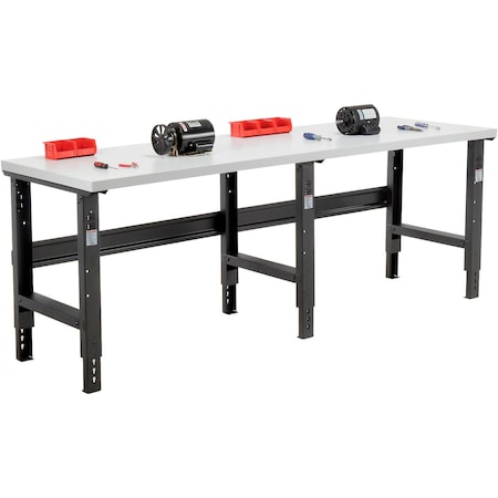 Global Industrial Extra Long Workbench, 96x30in, Adjustable Height, Laminate Square Edge, Black 319084